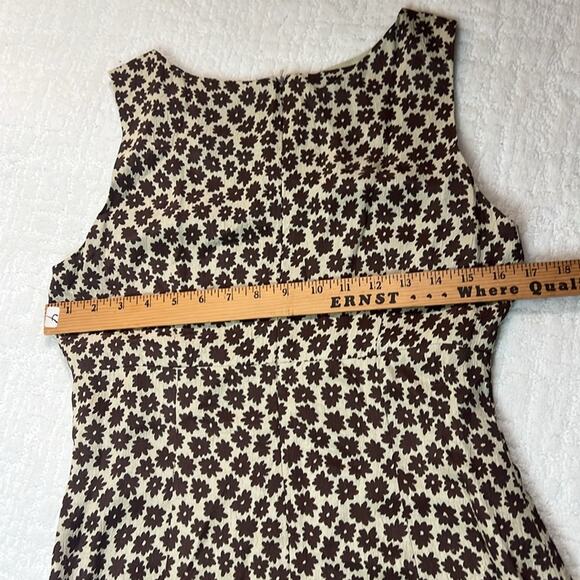 Kenar Feminine Floral Sheath Dress Brown Cream Sleeveless Lined Sz 6 - Picture 6 of 9